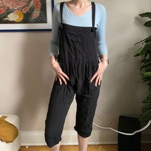 Cropped crinkle cotton jumpsuit